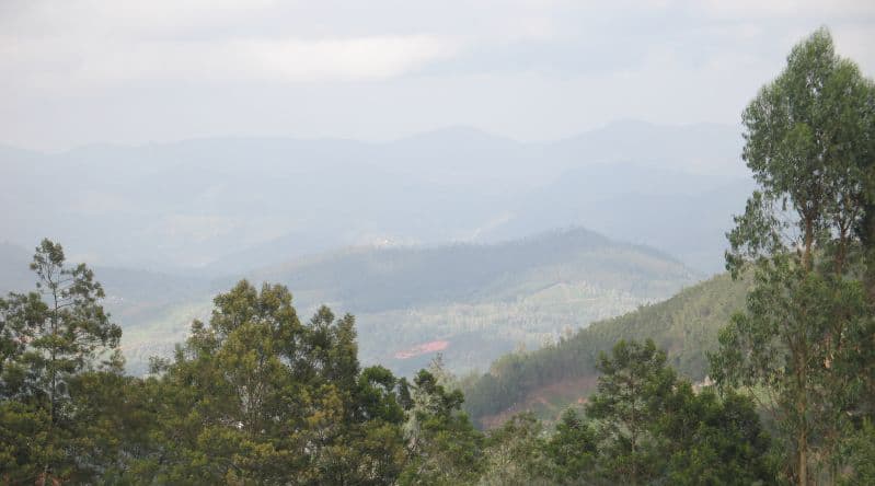 Panoramic view from Doddabetta, the highest peak of the Nilgiris in Tamil Nadu